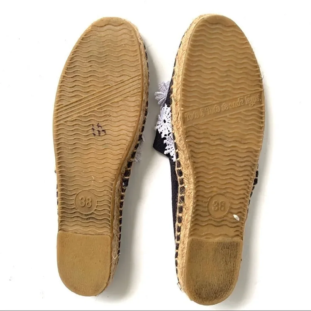 SOLUDOS NAVY LACE TRIMMED ESPADRILLES